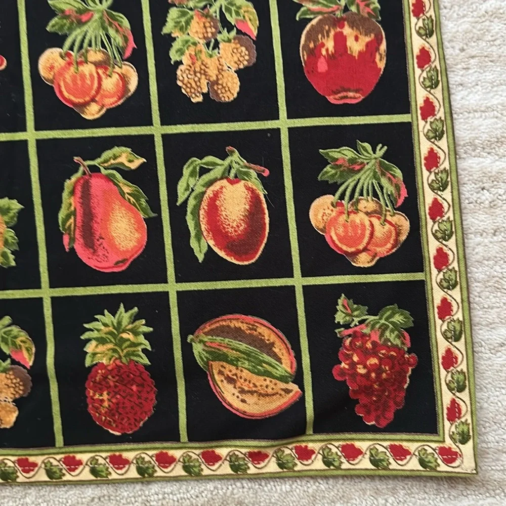Vintage April Cornell Black Fruit Placemats Set of 2